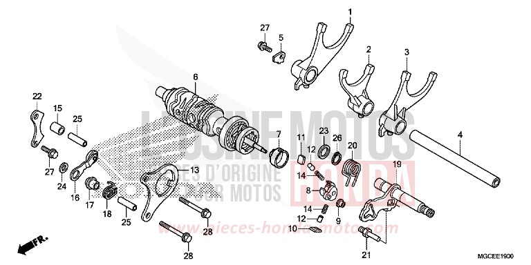 BARILLET DE SELECTION/FOURCHETTE DE SELECTION de CB1100 ABS GRAPHITE BLACK (NHB01) de 2014